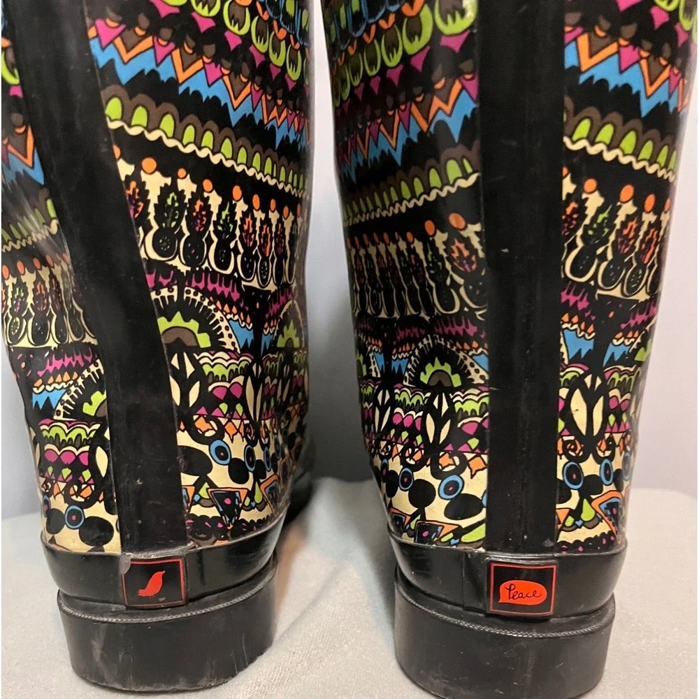 Sakroots‎ Womens Rhythm Rubber Rain/Snow Boots Multicolor Sz 10 Tribal Geometric